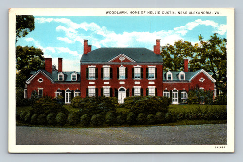 Woodlawn home of Nellie Custis near Alexandria VA historic estate postcard