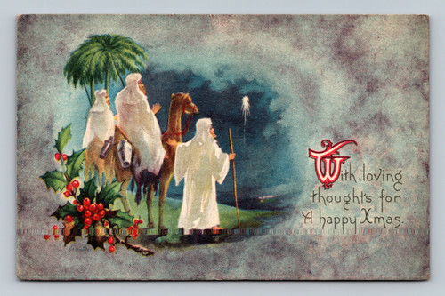Holiday greeting Christmas postcard with loving thoughts and ARIA postmark