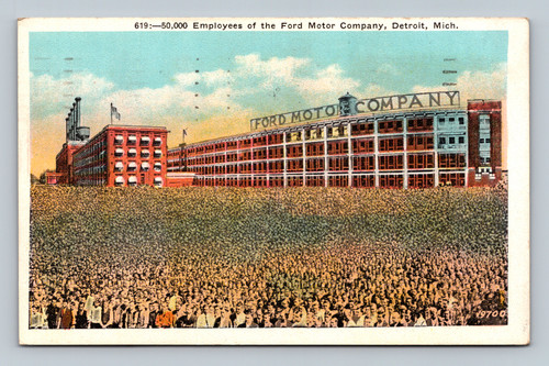 Employees of the Ford Motor Company grouped before the camera in Detroit Michigan