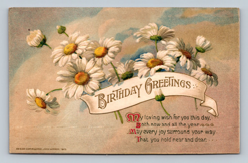 Birthday greetings postcard with loving wish poem from Ono Baku Germany