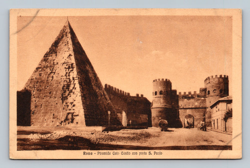 Piramide Caio Cestio con porta S. Paolo in Rome Italy postcard