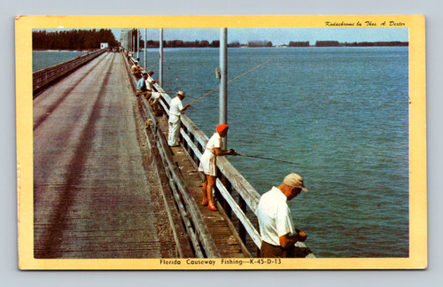 Florida Causeway Fishing scene postcard by The Dexter Press