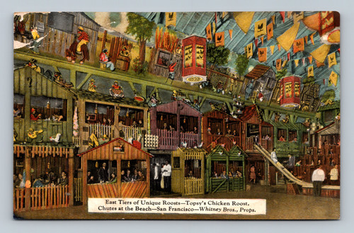 East Tiers of Unique Roosts-Topsy's Chicken Roost at Chutes at the Beach San Francisco postcard