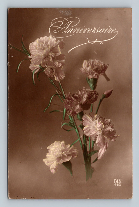 Anniversaire vintage postcard
