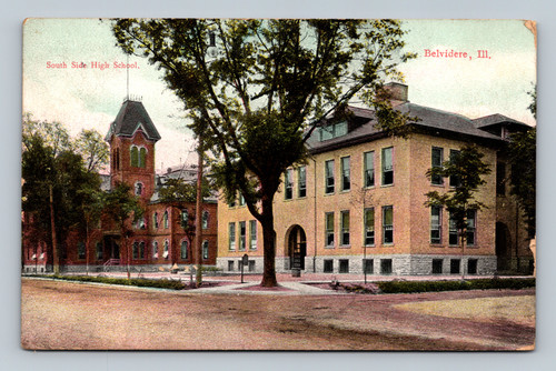 South Side High School Belvidere Illinois vintage postcard