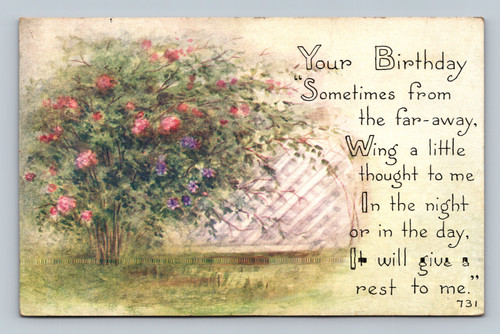 Birthday greeting postcard from Belvidere, USA, postmarked 1916