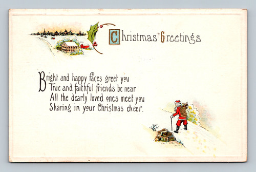 Christmas Greetings with bright and happy faces postcard from Belvidere Illinois