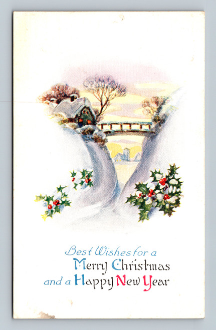 Christmas and New Year greeting postcard postmarked 1922 from Belvidere USA