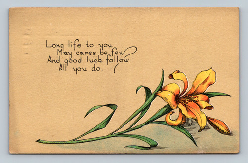 Vintage birthday greeting postcard with U.S. postage stamp