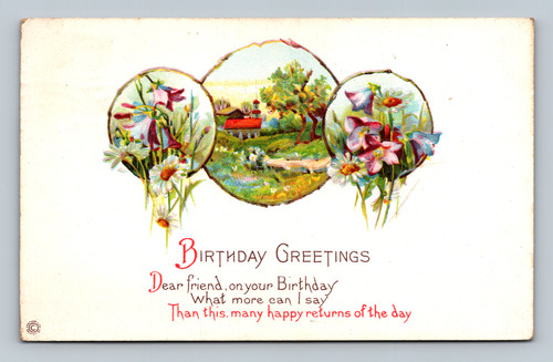Birthday greetings card with poem by Lulu m. W. made in U.S.A.