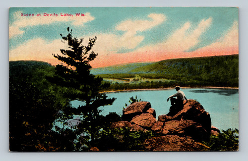 Scene at Devils Lake in Devils Lake, Wisconsin by E. C. Kropp Co.