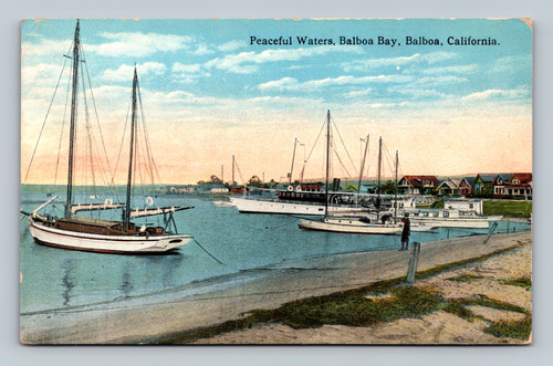 Peaceful Waters at Balboa Bay California scenic view postcard