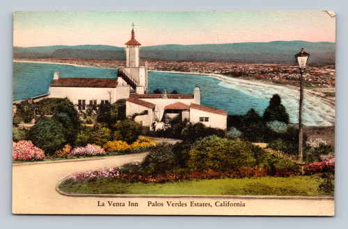 Vintage postcard of La Venta Inn in Palos Verdes Estates California