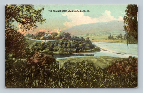 The Graham Home near Santa Barbara California vintage postcard