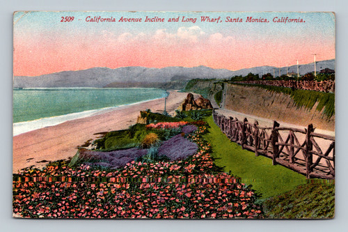 California Avenue Incline and Long Wharf Santa Monica California 1912 postcard