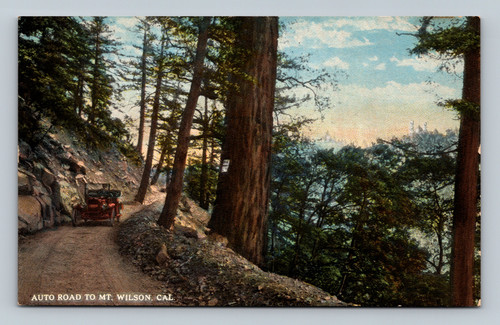 Auto road to Mt. Wilson California vintage postcard by Julius J. Hecht