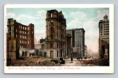 Ruins on California Street east from Kearny San Francisco postcard