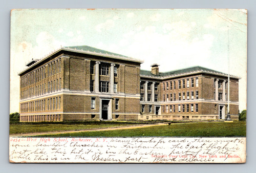 West High School Rochester NY 1906 postcard