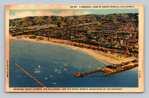 Santa Monica yacht harbor and Palisades view postcard