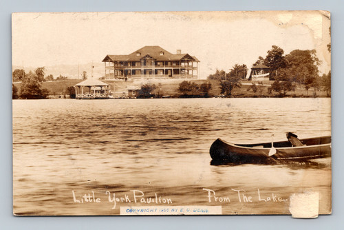 Little York Pavilion from the lake vintage postcard