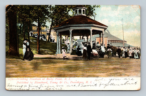 Drinking Fountain at Rocky Point Rhode Island postcard by Blanchard Young & Co.