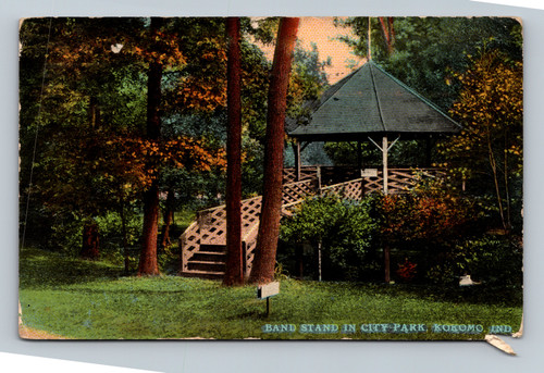 Band stand in city park Kokomo Indiana vintage postcard