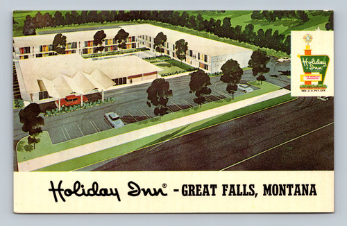Holiday Inn hotel building in Great Falls Montana postcard by Curteichcolor