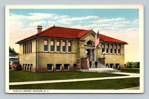 Public Library building Newark New York postcard