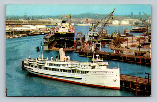 Inner Harbor Wilmington-San Pedro Los Angeles-Long Beach Harbor California postcard