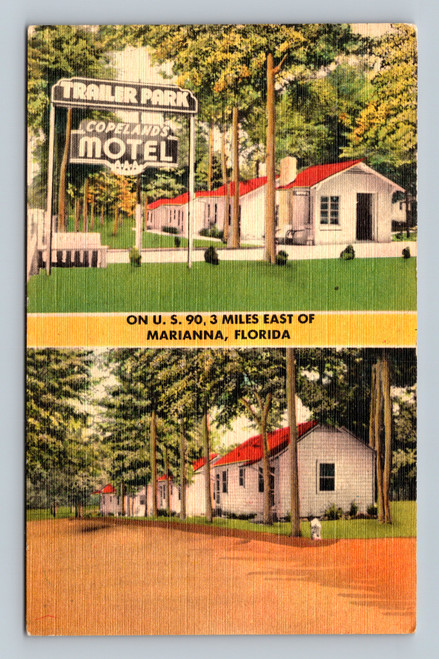 Copeland's Motel on U.S. 90, 3 miles east of Marianna, Florida postcard
