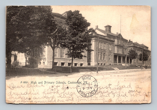 Vintage postcard of High and Primary Schools in Coatesville Pennsylvania