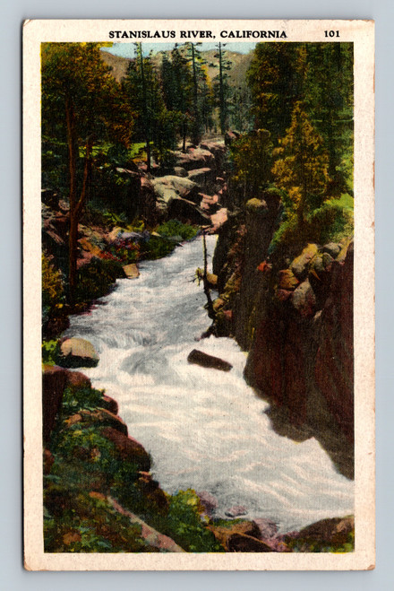Vintage postcard of Stanislaus River California by Genuine Curteich-Chicago