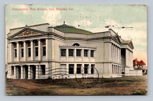 Polytechnic High School building Los Angeles California 1908 postcard