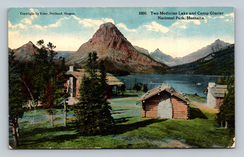 Two Medicine Lake and Camp Glacier National Park Montana vintage postcard