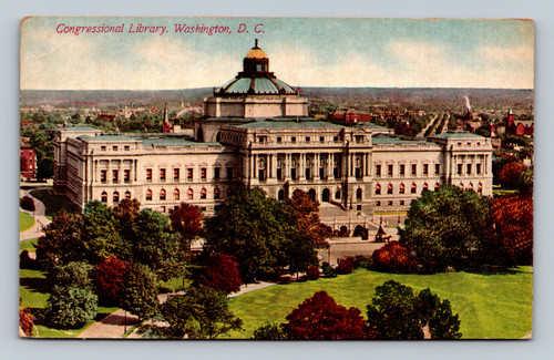 Congressional Library building and grounds Washington DC vintage postcard