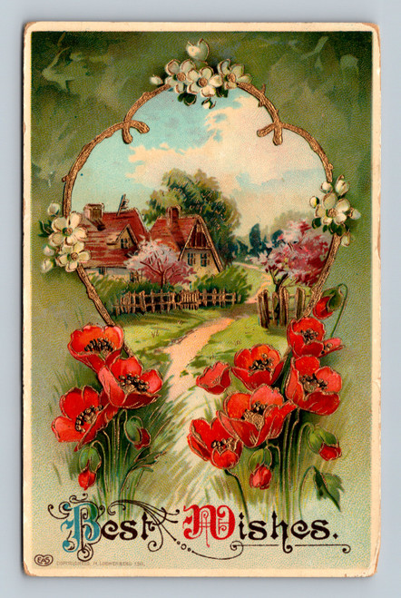 Best Wishes greeting card printed in Germany by M. Loewenberg Yon