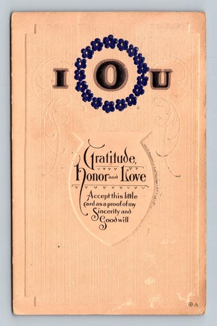 Greeting card with message of gratitude and love from Greeting Series No. 38-A