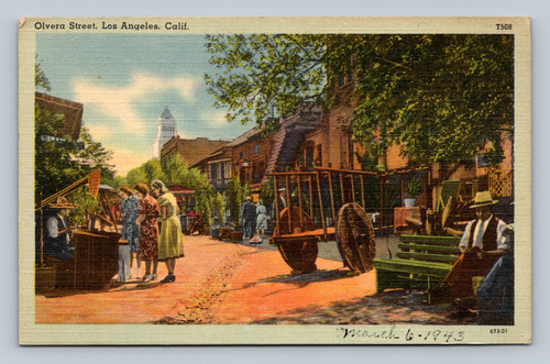 Olvera Street Los Angeles California vintage postcard