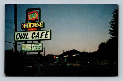 Owl Plaza and Owl Cafe restaurant and tourist information center in Cloverdale California