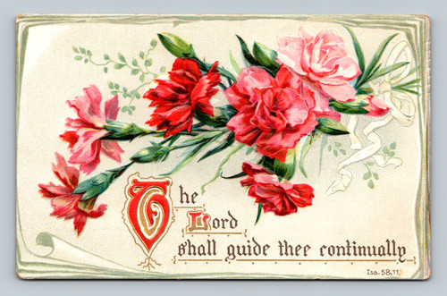 Religious text postcard with Isaiah 58:11 quote printed in Saxony by Raphael Tuck & Sons