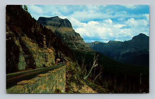 Going-to-the-Sun Highway descending eastward toward Sun Mountain in Glacier Park