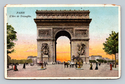 Postcard of L'Arc de Triomphe in Paris France