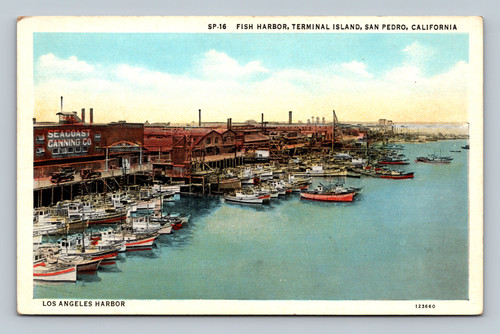 Fish Harbor Terminal Island San Pedro California vintage postcard