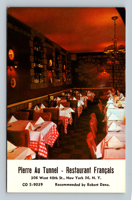Pierre Au Tunnel French Restaurant at 306 West 48th St. New York postcard