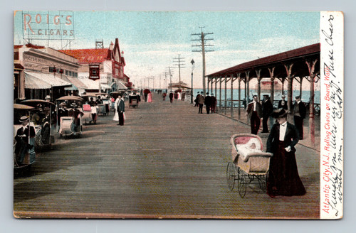 Rolling Chairs on Board Wald Charro Atlantic City N.J. 1906 postcard