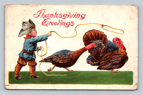 Thanksgiving Greetings vintage postcard with one cent stamp