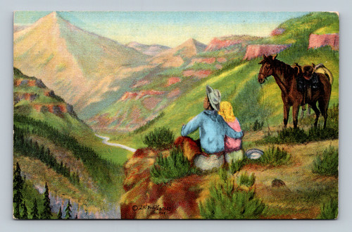 Original oil painting of a cowboy scene by L. H. Larsen in Kanab Utah