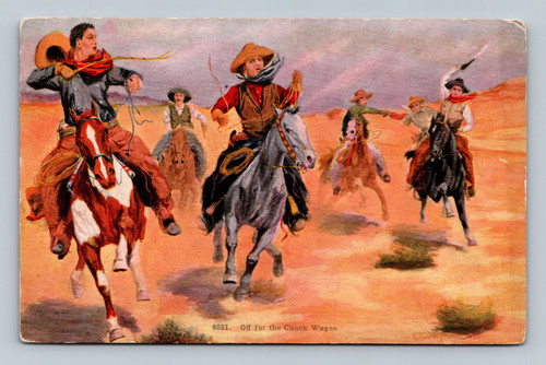 Off for the Chuck Wagon vintage postcard