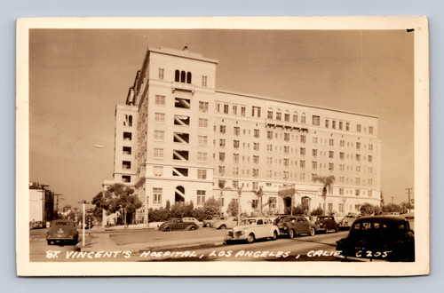 Vintage postcard of St. Vincent's Hospital in Los Angeles California