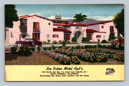 Los Patios Motel overlooking Mar Monte Hotel Gardens and the Ocean in Santa Barbara